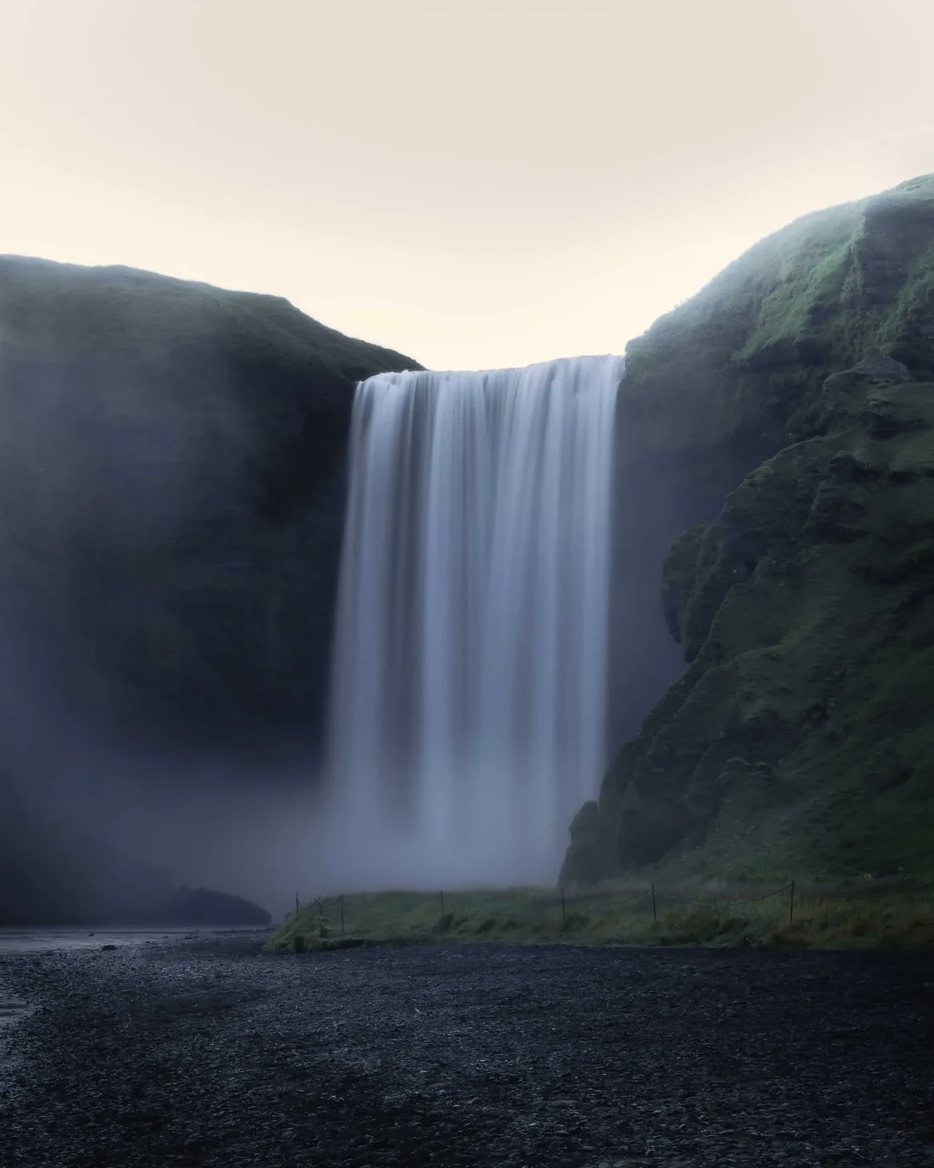 Long exposure of Skogafoss waterfall at night